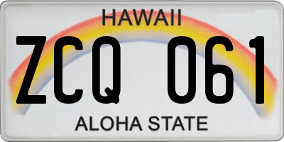 HI license plate ZCQ061