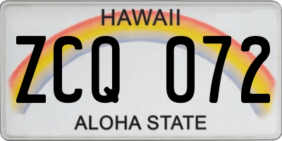HI license plate ZCQ072