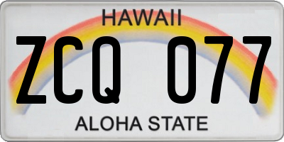 HI license plate ZCQ077