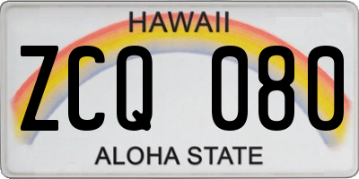 HI license plate ZCQ080