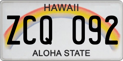HI license plate ZCQ092