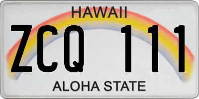 HI license plate ZCQ111