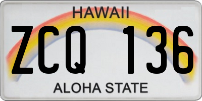HI license plate ZCQ136