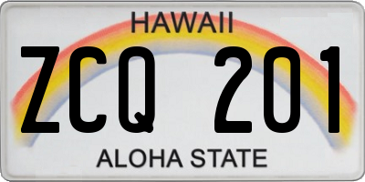 HI license plate ZCQ201