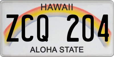 HI license plate ZCQ204