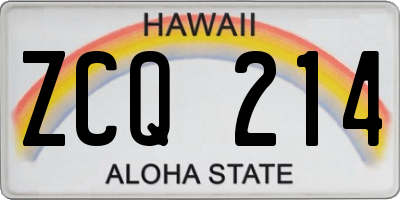 HI license plate ZCQ214