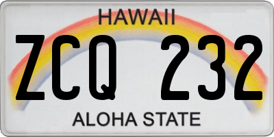HI license plate ZCQ232