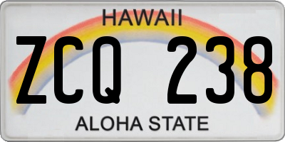 HI license plate ZCQ238