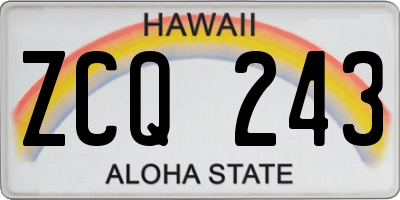 HI license plate ZCQ243