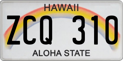 HI license plate ZCQ310