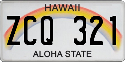 HI license plate ZCQ321