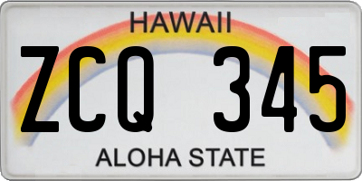 HI license plate ZCQ345