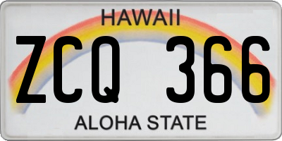 HI license plate ZCQ366