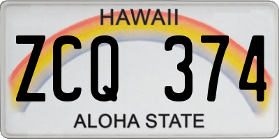 HI license plate ZCQ374