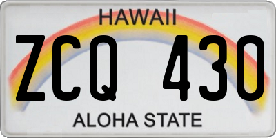 HI license plate ZCQ430