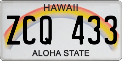 HI license plate ZCQ433