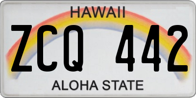 HI license plate ZCQ442