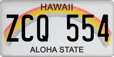 HI license plate ZCQ554