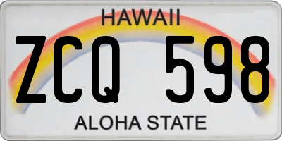 HI license plate ZCQ598
