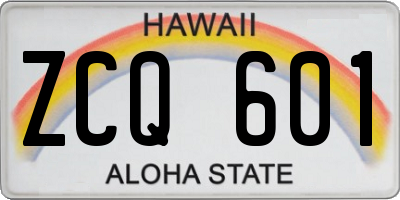 HI license plate ZCQ601
