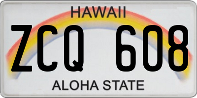 HI license plate ZCQ608
