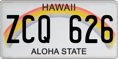 HI license plate ZCQ626