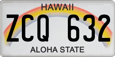 HI license plate ZCQ632