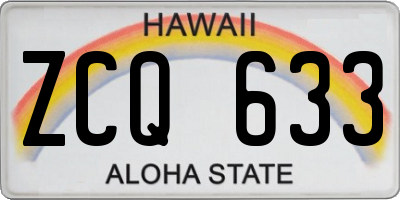 HI license plate ZCQ633