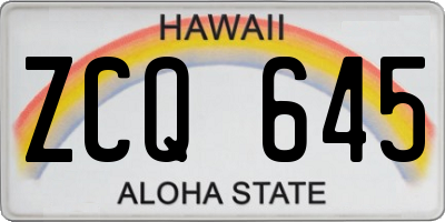 HI license plate ZCQ645