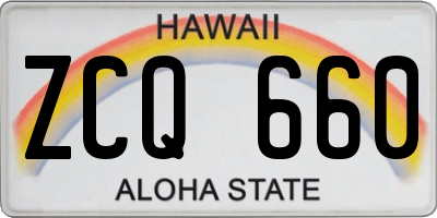 HI license plate ZCQ660