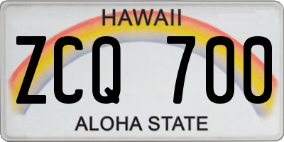 HI license plate ZCQ700