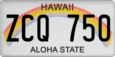 HI license plate ZCQ750