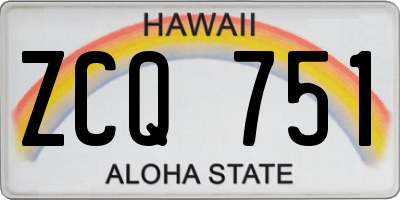 HI license plate ZCQ751