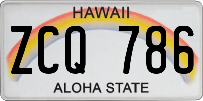 HI license plate ZCQ786