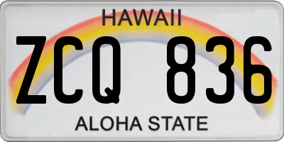 HI license plate ZCQ836