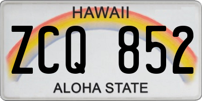 HI license plate ZCQ852