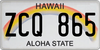 HI license plate ZCQ865
