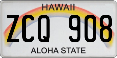 HI license plate ZCQ908