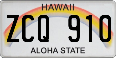 HI license plate ZCQ910
