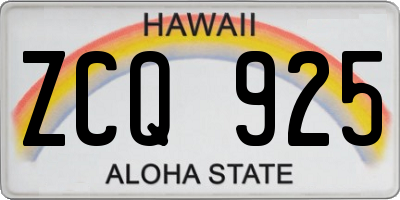 HI license plate ZCQ925