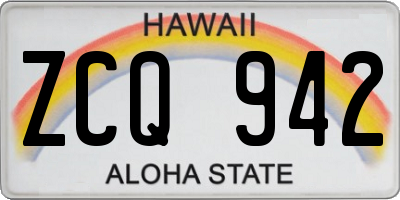 HI license plate ZCQ942