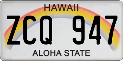 HI license plate ZCQ947