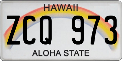 HI license plate ZCQ973