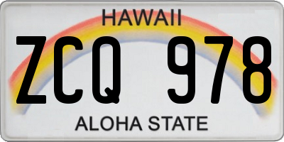 HI license plate ZCQ978