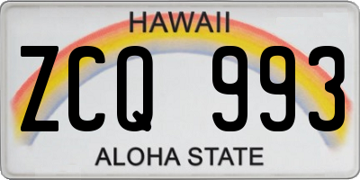 HI license plate ZCQ993