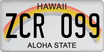 HI license plate ZCR099