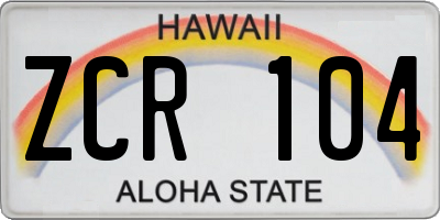 HI license plate ZCR104
