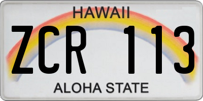HI license plate ZCR113