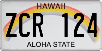 HI license plate ZCR124