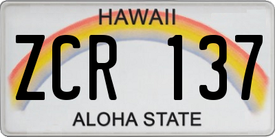 HI license plate ZCR137